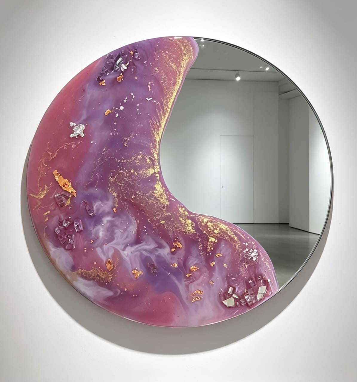 Espejo de resina lila con cristales — Aline Salas